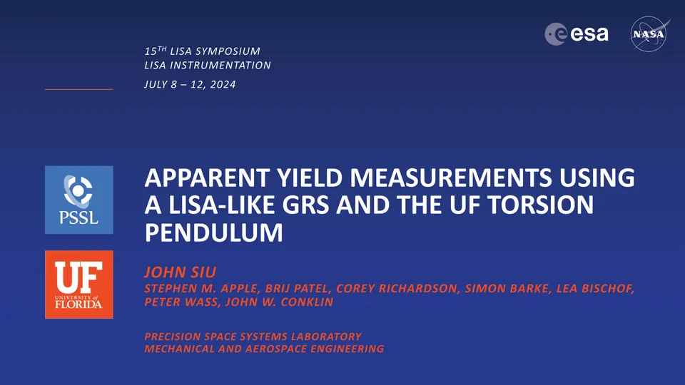 John Siu, LISA Symposium 2024 Presentation — John Siu, Dr. Stephen Apple, Brij Patel, Corey Richardson, Dr. Simon Barke, Dr. Lea Bischof, Dr. Peter Wass, Dr. John Conklin
